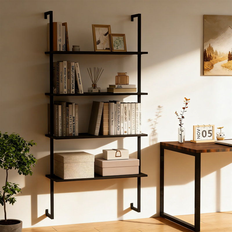 163cm H x 76cm W Metal Standard Bookcase, Black