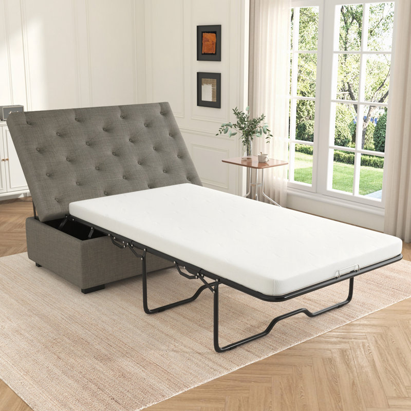 Canapé-lit pliant, repose-pieds de 49,6 po avec canapé-lit pliant, canapé-lit convertible avec matelas à mémoire de forme et capitonnage