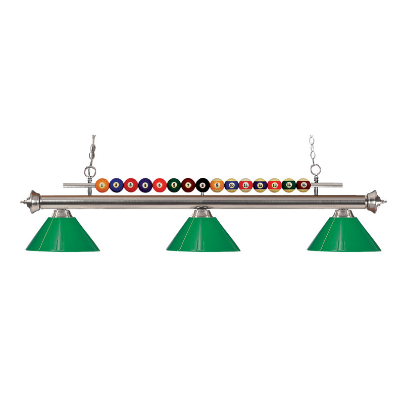 Luminaire suspendu linéaire pour table de billard 3 lumières Chapa, Nickel brossé