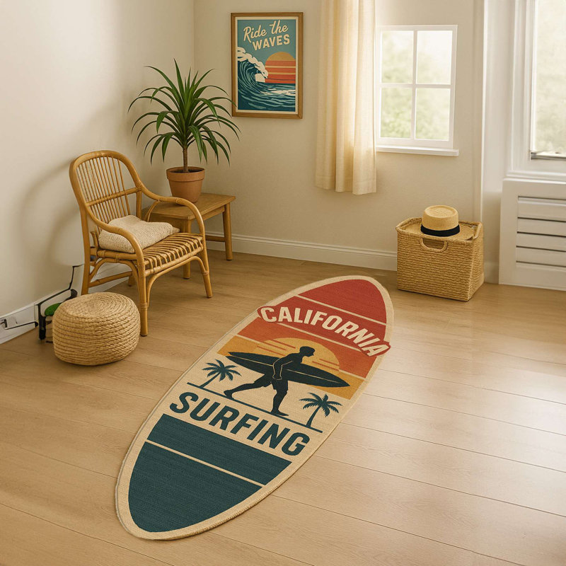 Tapis ovale California Surfing Retro Sunset
