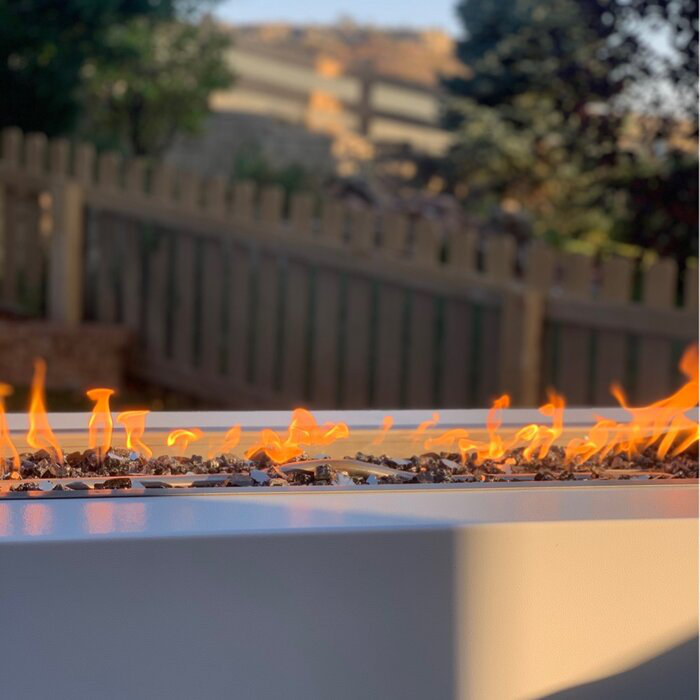 Pismo Rectangle Smokeless Fire Pit, White, 24" H x 84" W x 24" D, Natural Gas