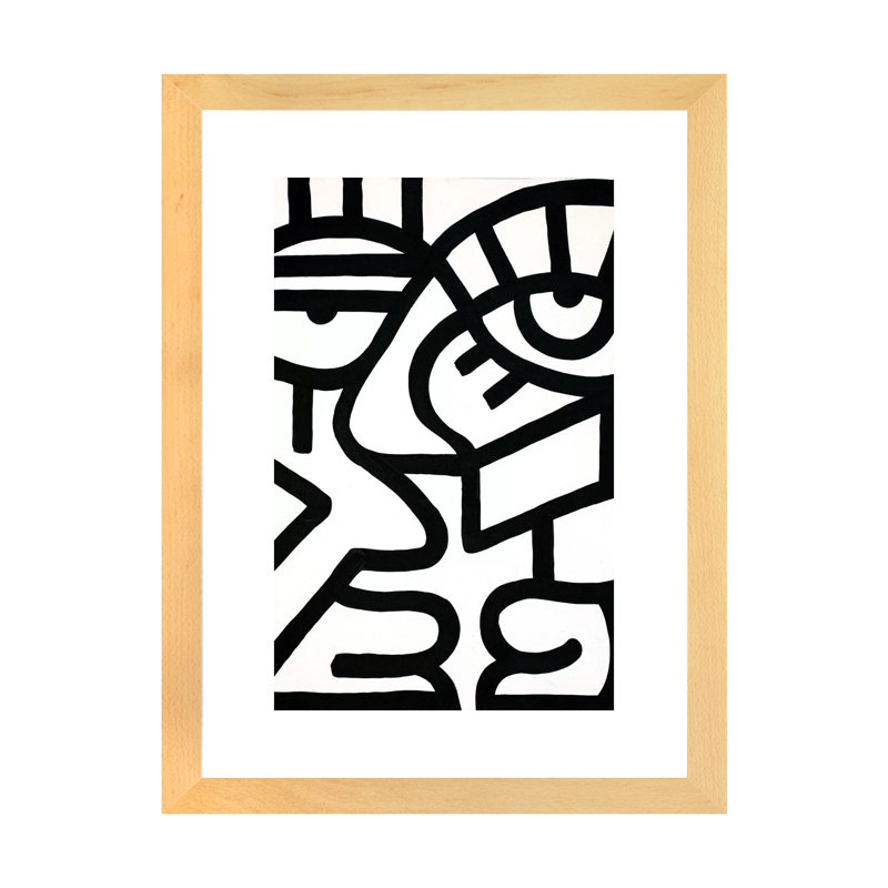 «Talking» par Billy, reproduction d'artiste, Papier encadré de bois naturel, H 32 po x l 24 po x P 1 po
