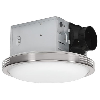 Bathroom Exhaust Fan with 3CCT LED Light, 15-Inch Round Ceiling Ventilation Fan, Super Quiet 1.5 Sones, 3000K/4000K/5000K, 4-Inch Duct, Brushed Nickel