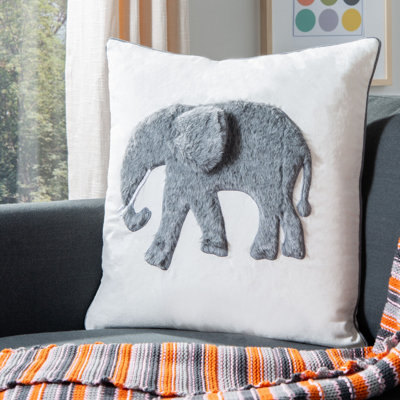 Furry Friends Snuffles Elephant Cotton Throw Pillow