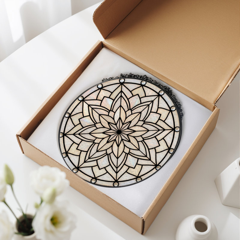 Panneau de vitrail à motif géométrique floral 7,8 po H, H 7,8 po x l 7,8 po