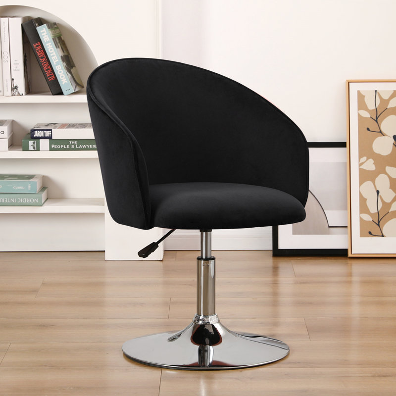 Modern Swivel Barrel Chair Velvet  Upholstered Makeup Accent Chair, Black Velvet