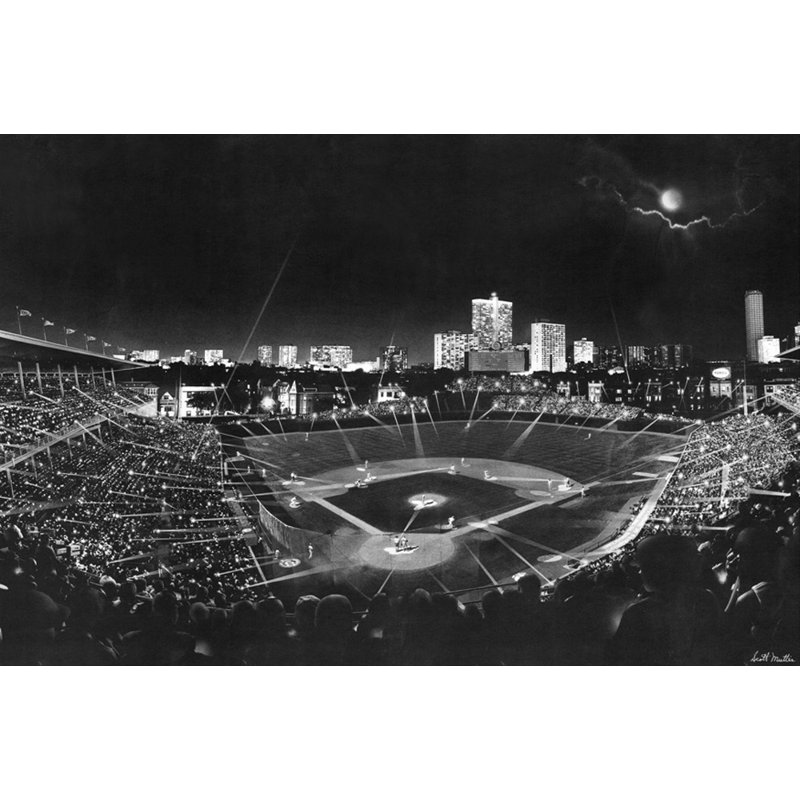 Les fans éclairent le jeu Wrigley Field, H 27 po x l 40 po