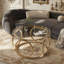 Table basse 31,5 "moderne avec plateau rond en verre avec cadre circulaire en métal, table d'appoint contemporaine pour le salon, le bureau et le salon (verre transparent + cadre)