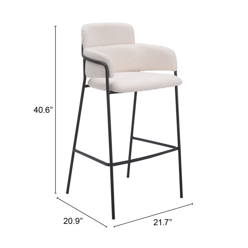 Kidman Upholstered Counter Stool, Cream, Bar Stool (29.9" Seat Height)