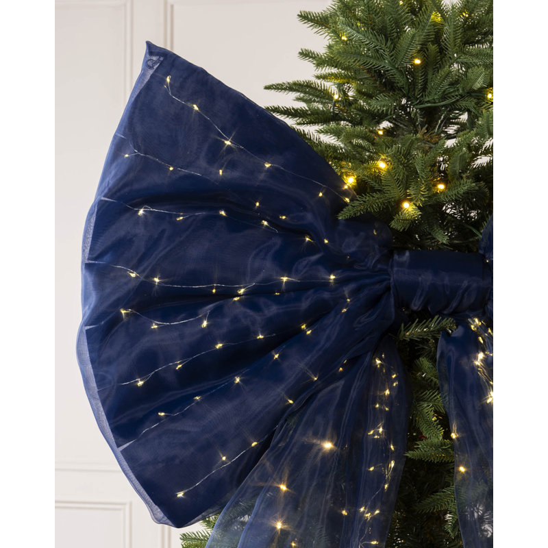 Pre-Lit Large Navy Christmas Bow Lights, 150cm, Navy