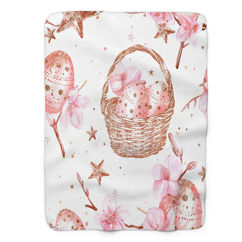 Pink Spring - 1 pièce Sherpa Premium, L 50 po x L 60 po