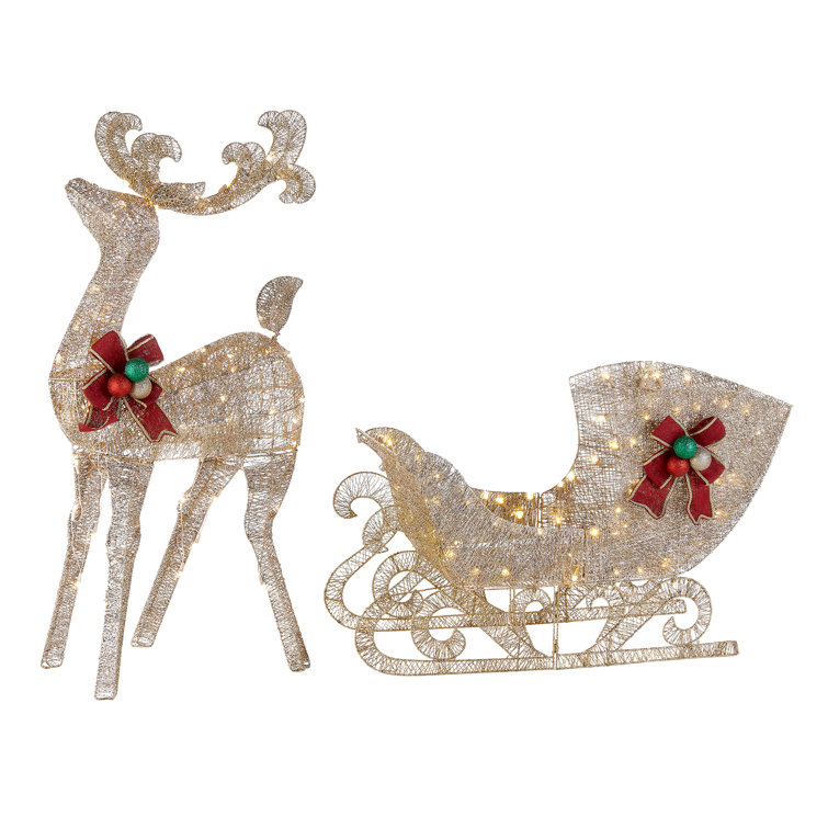 Reindeer Pulling Sleigh Lighted Display & Reviews | Birch Lane