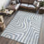 Jossa Abstract Two-Tone Low-Pile Machine-Washable Blue/Cream Rug-391819262