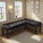 Black Solid Wood L-Shaped Desk with Drawers-1120158853