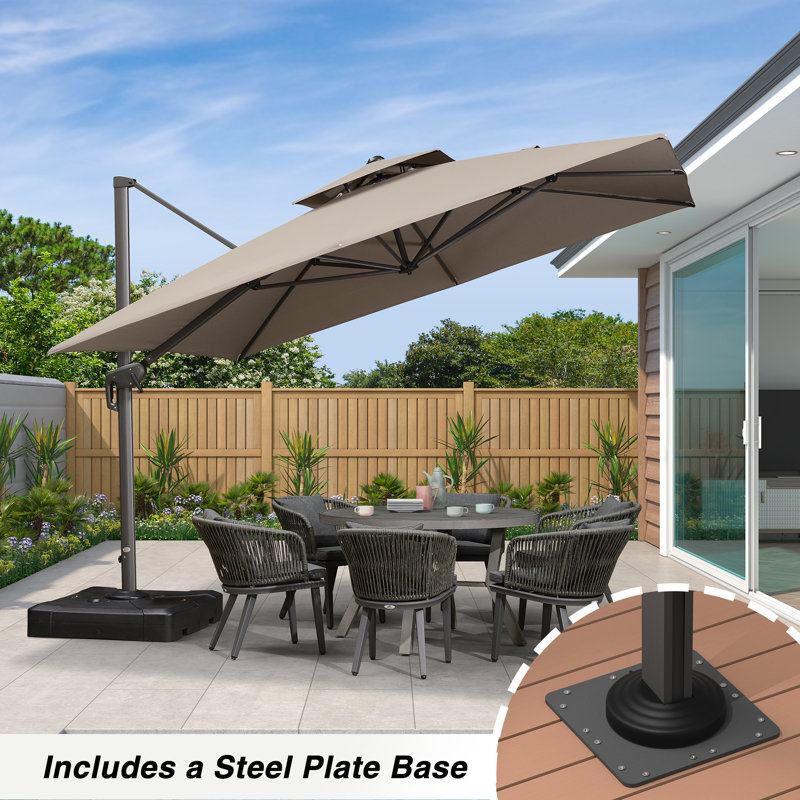 Parasol en porte-à-faux carré 132 po, 11' W x 11' D, Taupe