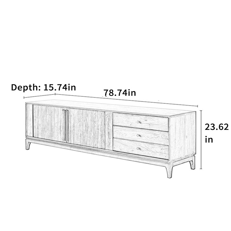 Meuble télé avec volet roulant, 78.74"