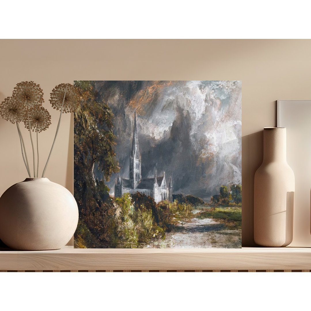 Gothic Church Canvas Wall Art, Gallery Wrapped Canvas Print, Landscape Painting, Ready to Hang, Archival Quality, Modern Decor, Statement