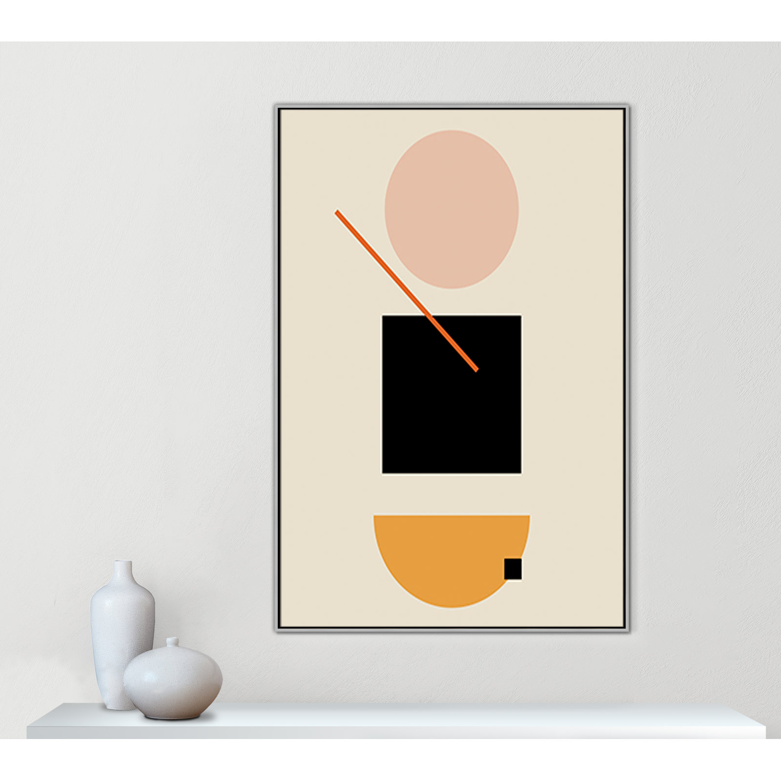Simple Shapes by Daniela Santiago, 61.5" H x 41.5" W x 2" D, Silver Framed