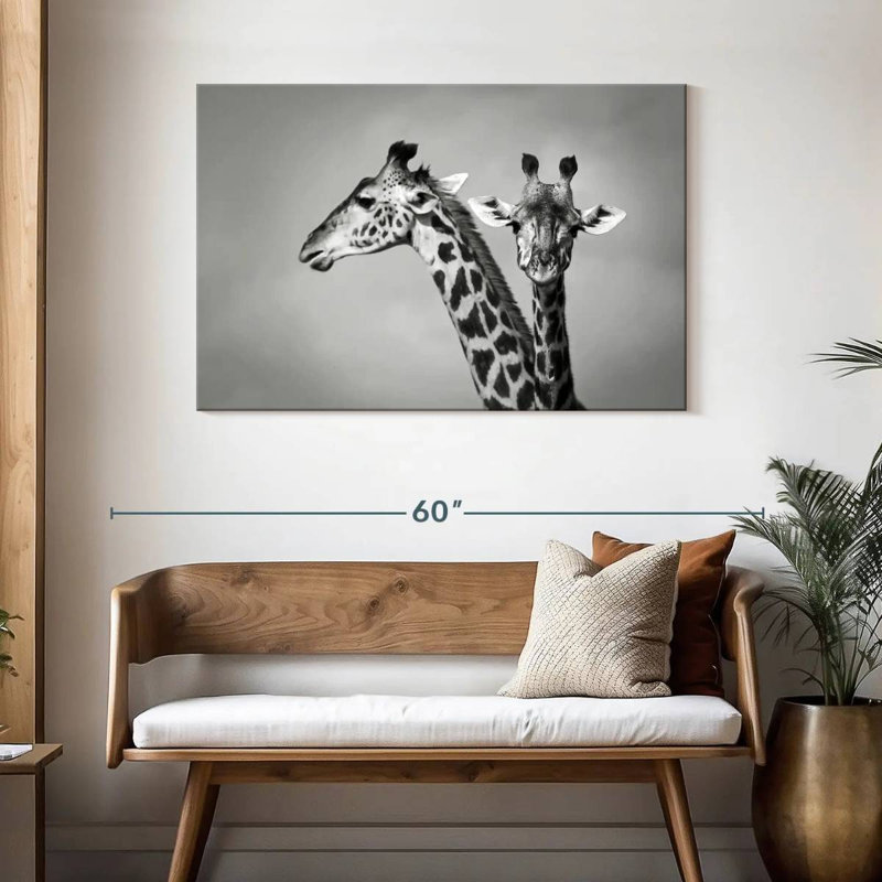 Gros plan sur des girafes de Brampt, H 30 po x l 45 po