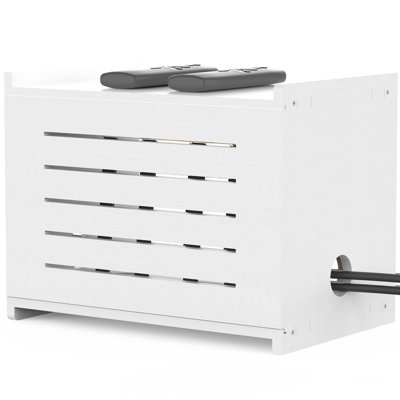 Wooden Wifi Router Storage Box, Decorative Router Hider With Cable Management System, Countertop Modem Shelf Hider Cover, White