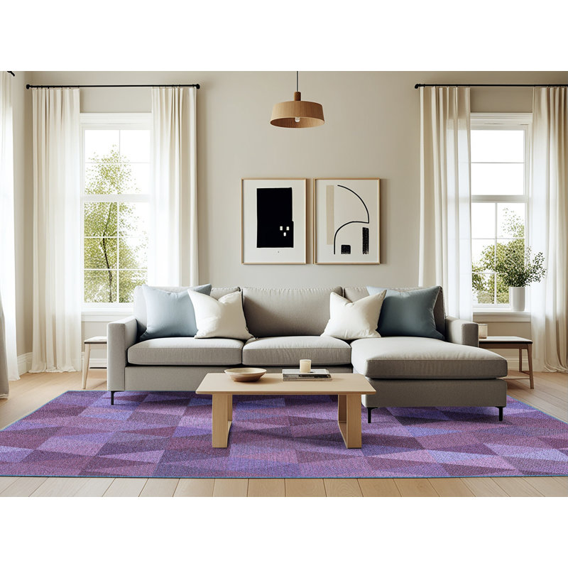 Tapis 100% à motifs lavables à la machine 2989 Pat2808 BLU, Rectangle 6 pi x 9 pi