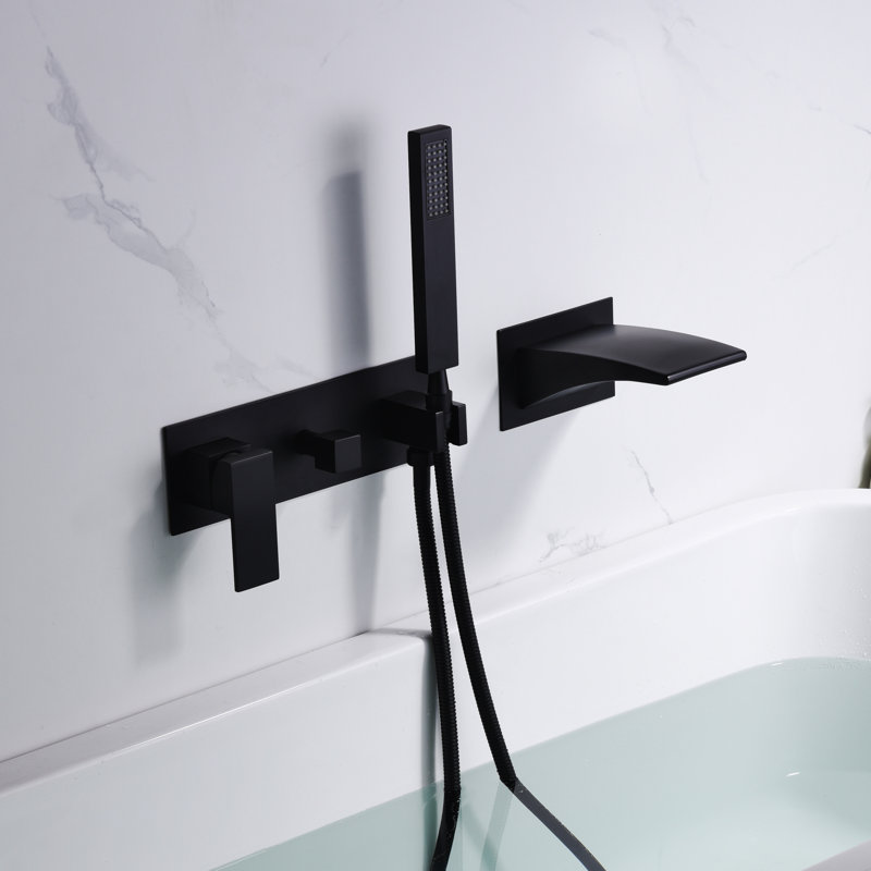 1 Handle Bathroom Waterfall Faucet with Diverter, Matte Black