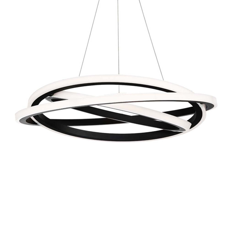 Veloce 1 - Light Unique Geometric Chandelier, Black, 8" H x 38" W x 38" D