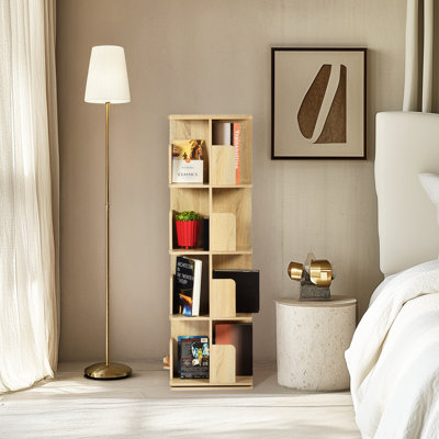 4 Tier Rotating Bookshelf, Versatile Revolving Bookcase Storage Tower For Living Room & Office