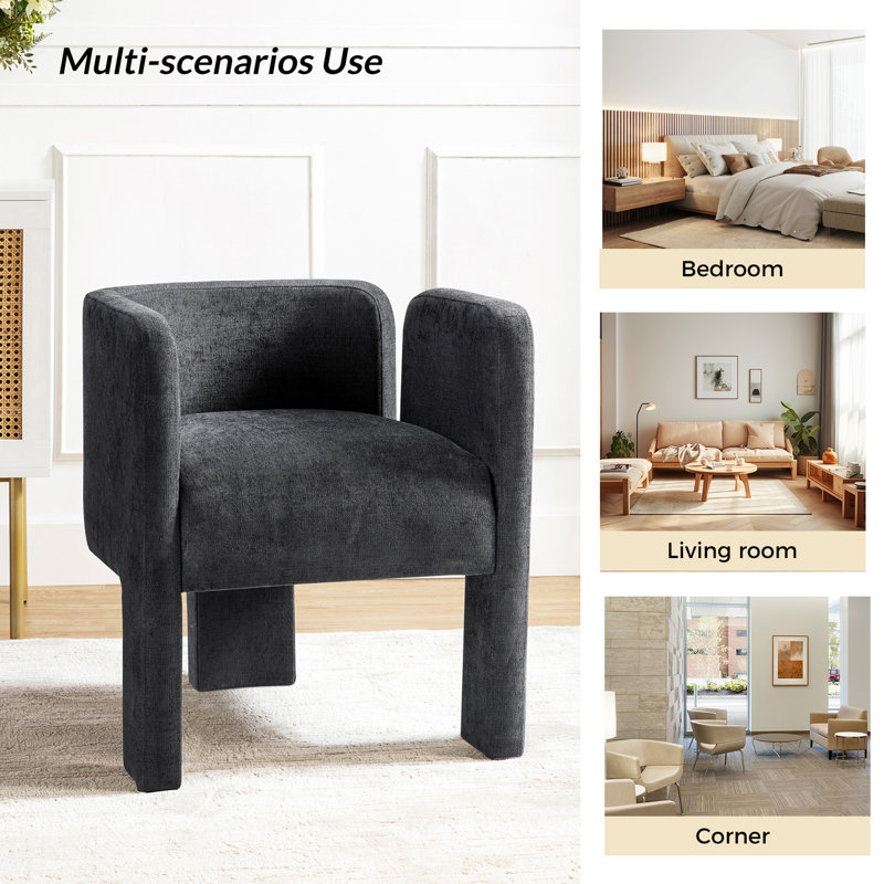 Chaise avec accoudoirs à dossier bas Braien, Gris anthracite