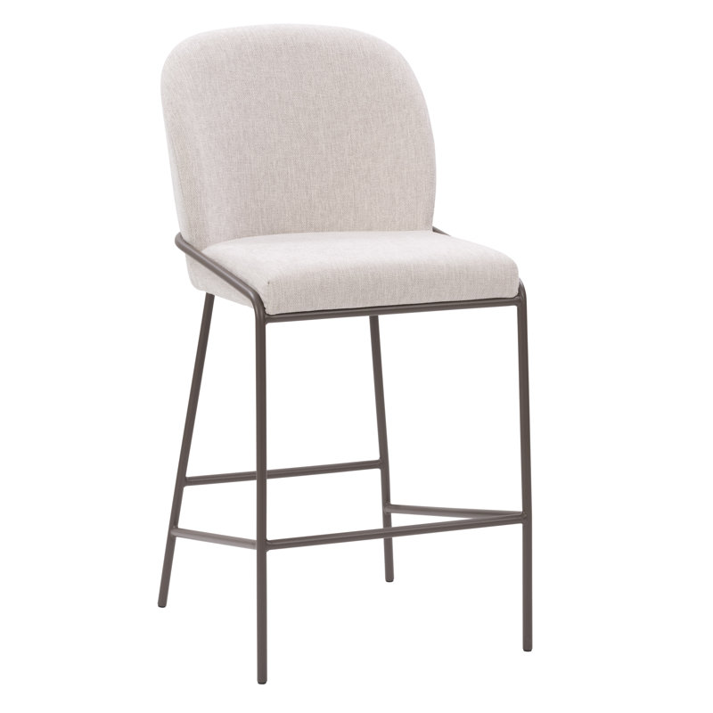 Deciderio Upholstered 26.25'' Counter Stool with Metal Legs, Polyester-Light Gray