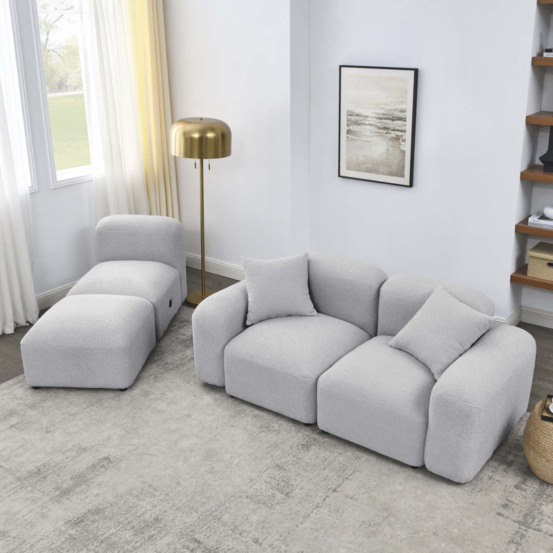 Canapé modulaire en L 4 pièces, Ourson gris