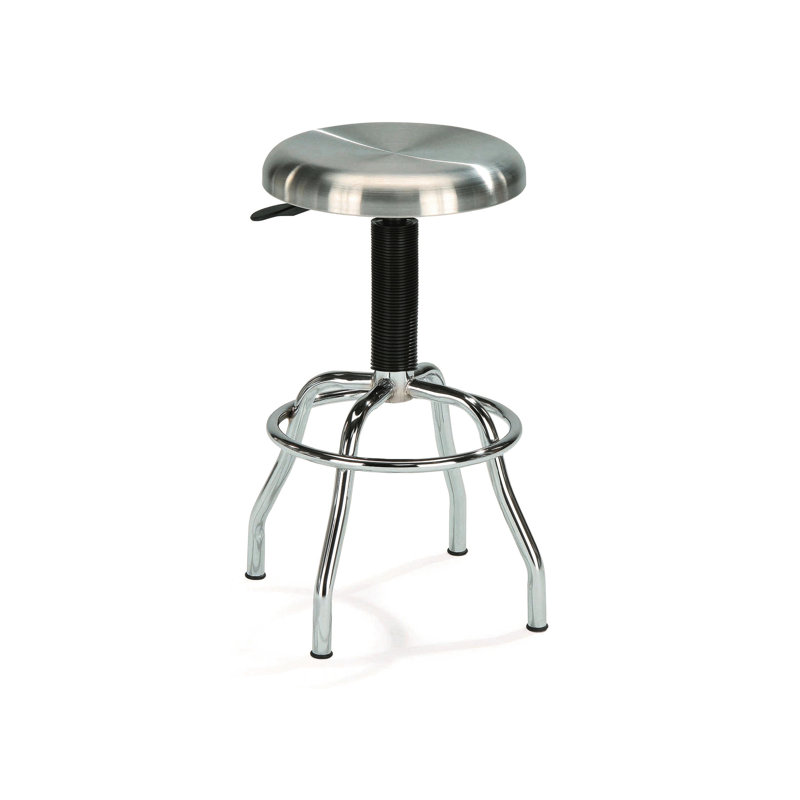 Tabouret transitionnel en acier inoxydable - hauteur réglable, protection du sol, argent pour cuisine et garage