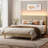 Abe Aadi Corduroy Upholstered Platform Bed with Channel-Tufted Headboard, Modern Bed Frame with Soft Padded Edges and Ambient LED-755949445-755949442-599356191