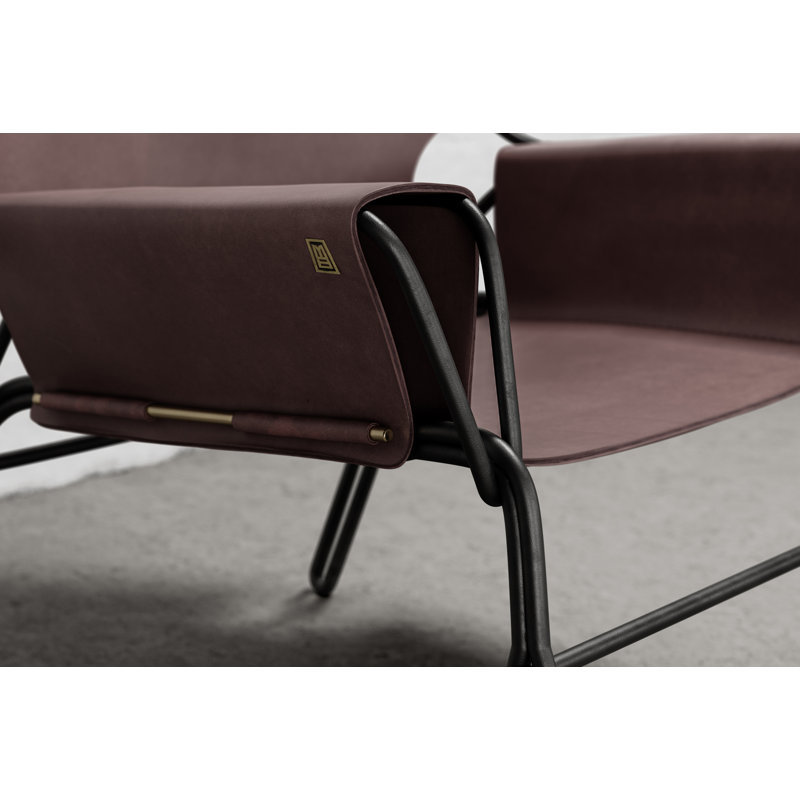 Perfidia Leather Lounge Chair, Brown Red Genuine Leather