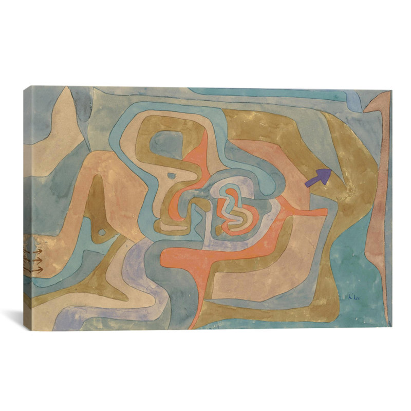 "flying away 1934" par paul klee, reproduction d’art sur toile, H 18 po x l 26 po x P 1,5 po, Toile tendue, Pas de tapis