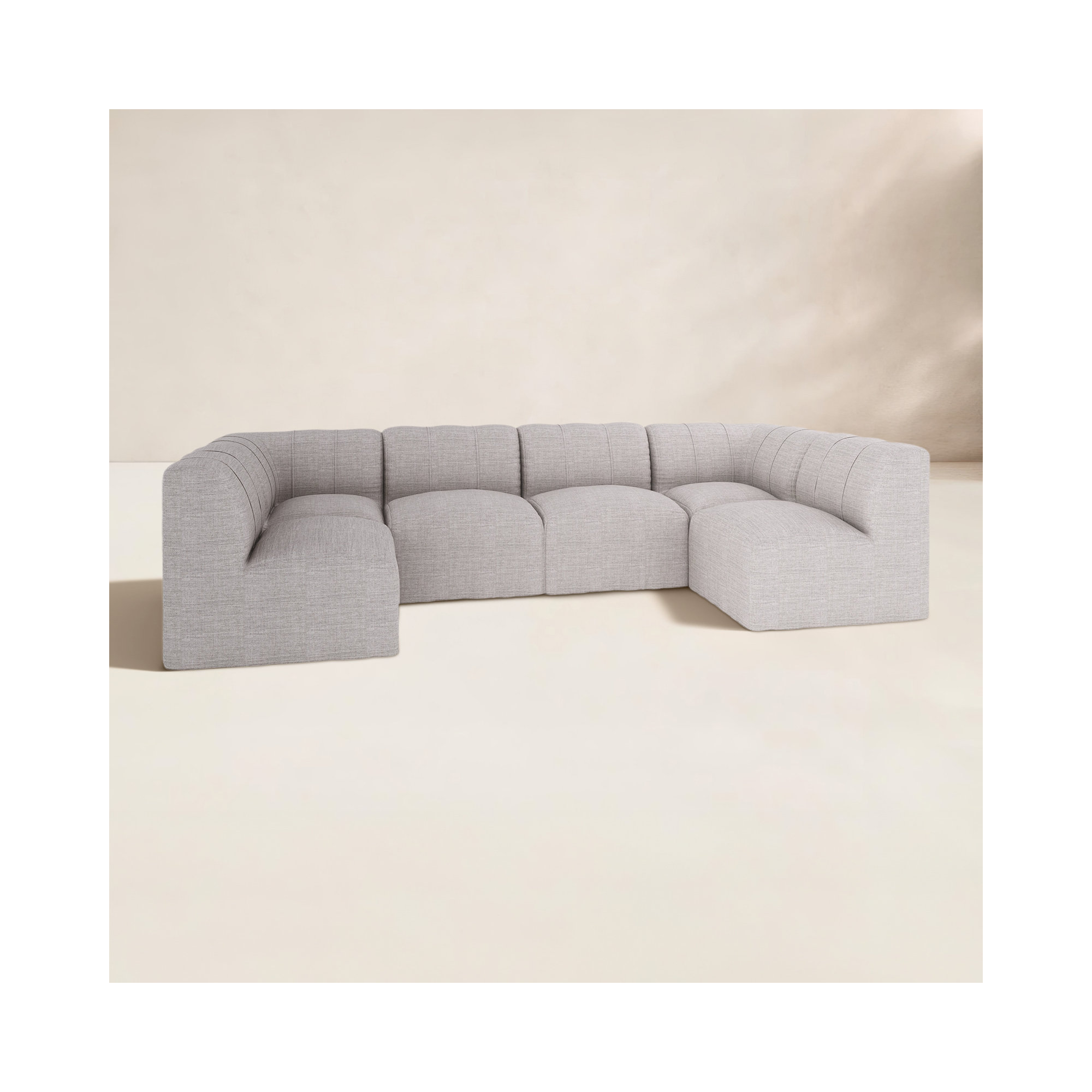 Praia 124" Sunbrella® Modular Outdoor U Sectional, Cast Silver Sunbrella®