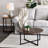 Jamestown Round Side End Table with Storage Shelf Mid Century Walnut Wood Grain and Black Metal Frame-27490512