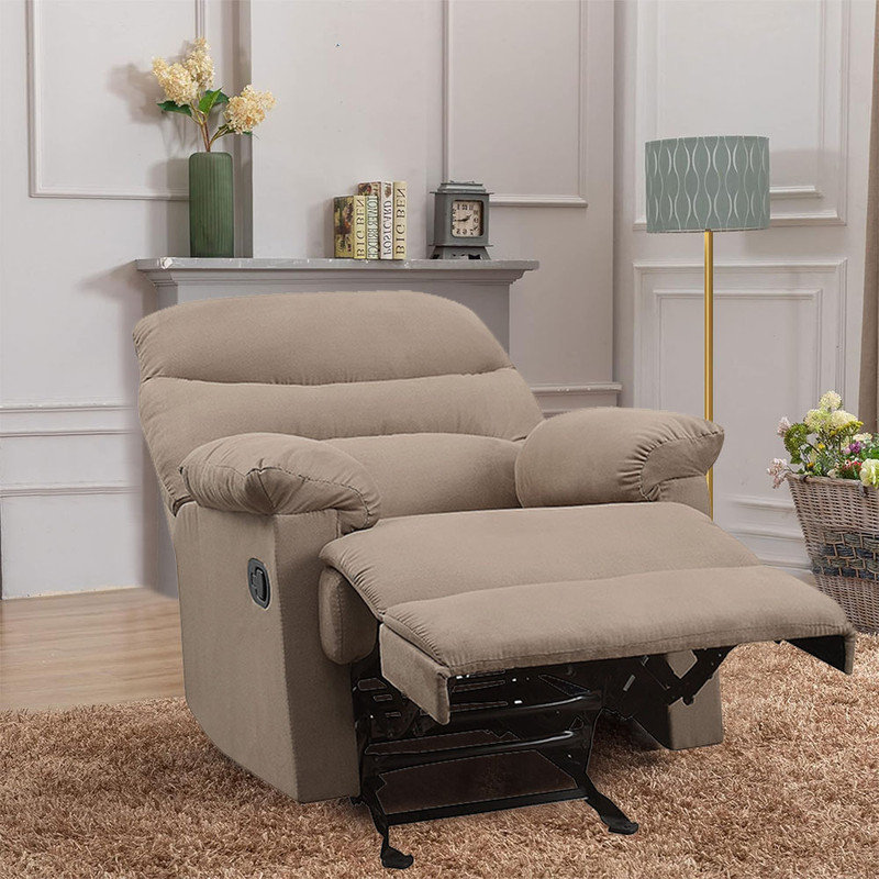 Fauteuil inclinable manuel, Microfibre/microsuède brun clair