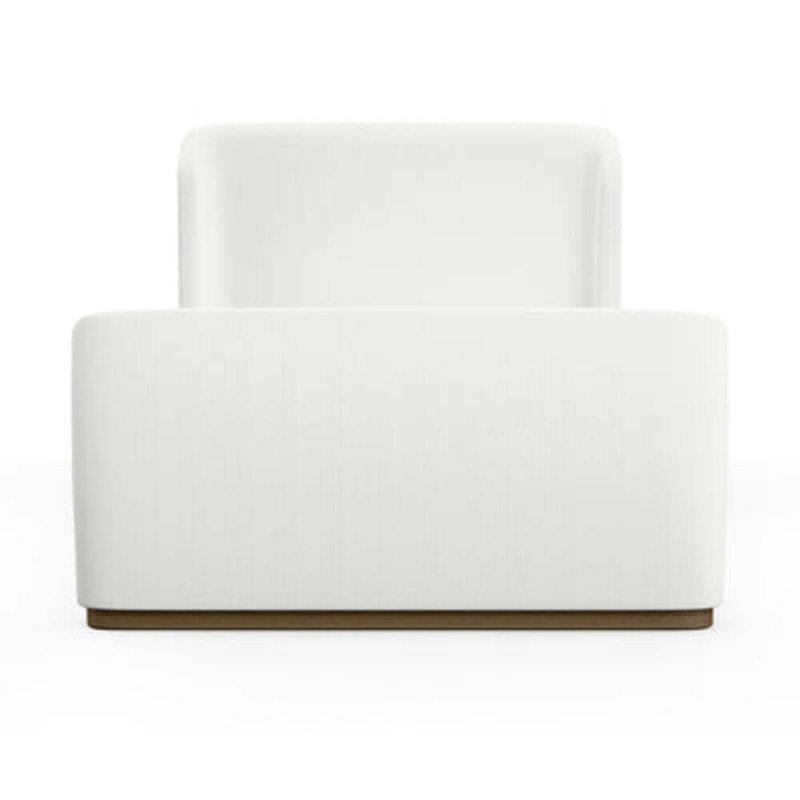 Barrow Upholstered Wingback Bed, King, Box Weave Linen Blanc, Weathered