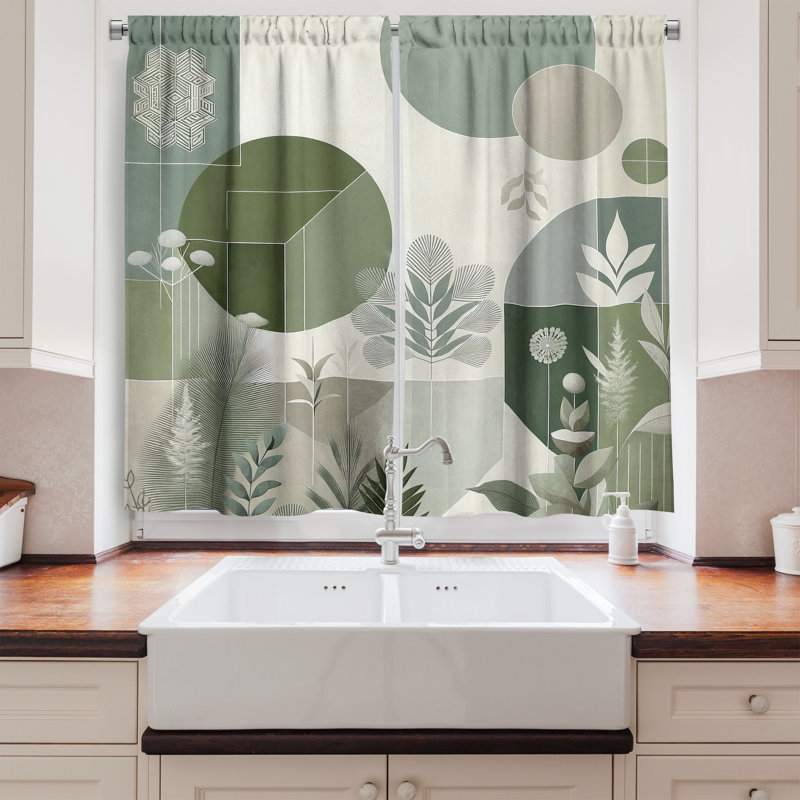 Monstera Kitchen Curtain, 55" W x 30" L
