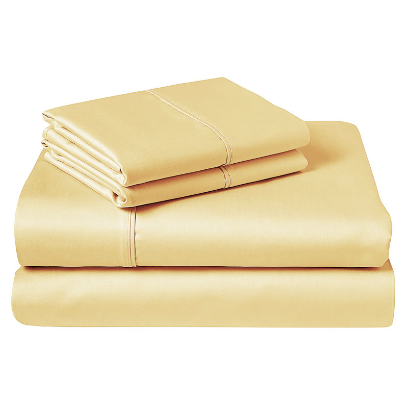 Ensemble de draps en viscose à densité de tissage 450 fils Judsonia - doux, respirant et écologique, Double, Jaune