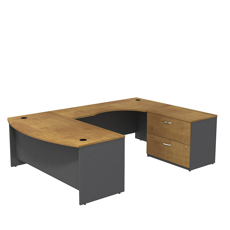 Bureau de direction en U Series C, Cerisier moka / cerisier moka, Droite