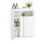 Bathroom Storage Cabinet, Bathroom Floor Cabinet with Sliding Doors, Toilet Paper Holder and Hooks, Freestanding Storage with Adjustable Shelf, for Living Room, Bedroom, White 