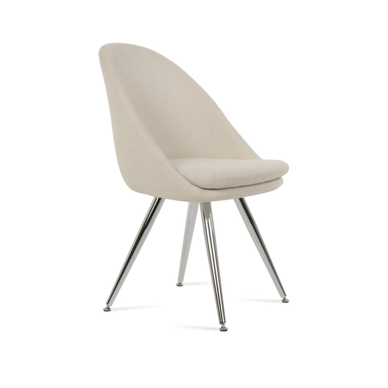 Chaise d'appoint Avanos Star, Blanc cassé, Chrome