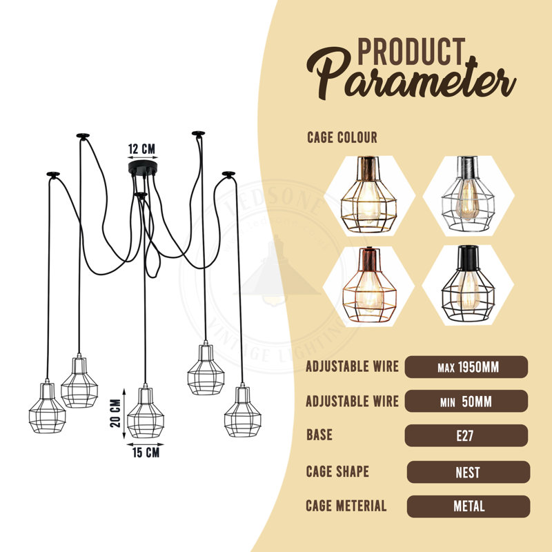 Casperson 5 - Light Cluster Pendant, Silver, Yes