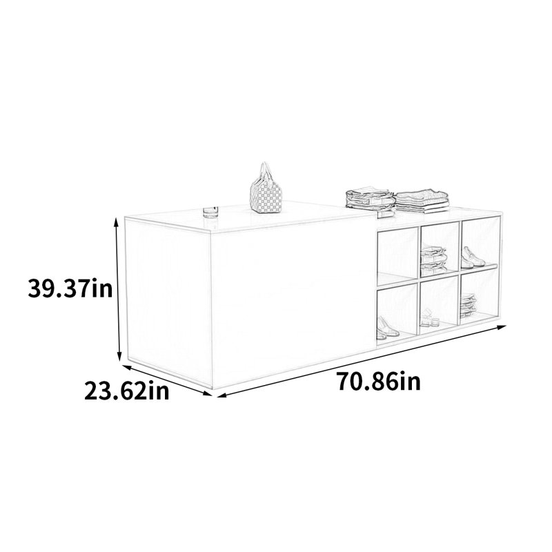 Vitrine en bois massif de style simple, H 39,37 po x l 70,86 po x P 23,62 po