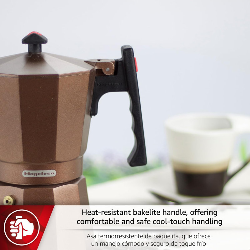 Magefesa Colombia Brown Stovetop Coffee Maker, 6 Cups, Brown