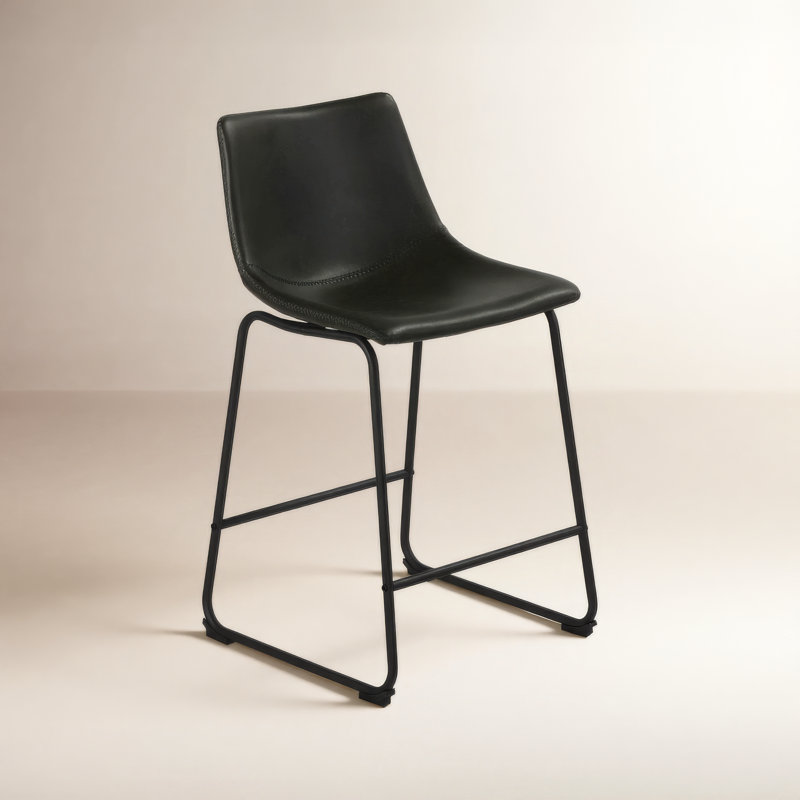Dorielle Upholstered Counter Stool, Counter Stool (24" Seat Height), Black