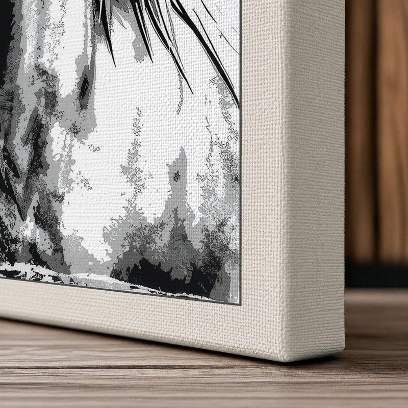 Unicorn in Charcoal Minimalist - Wrapped Canvas, 18x12 - 45.7 x 30.5 cm, Cream Border
