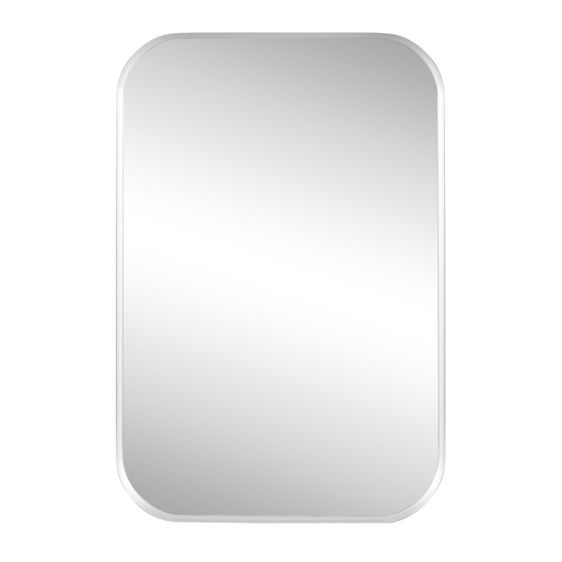 Miroir de salle de bain mural rond en métal rectangulaire l 24 po x H 36 po Aleria, Nickel